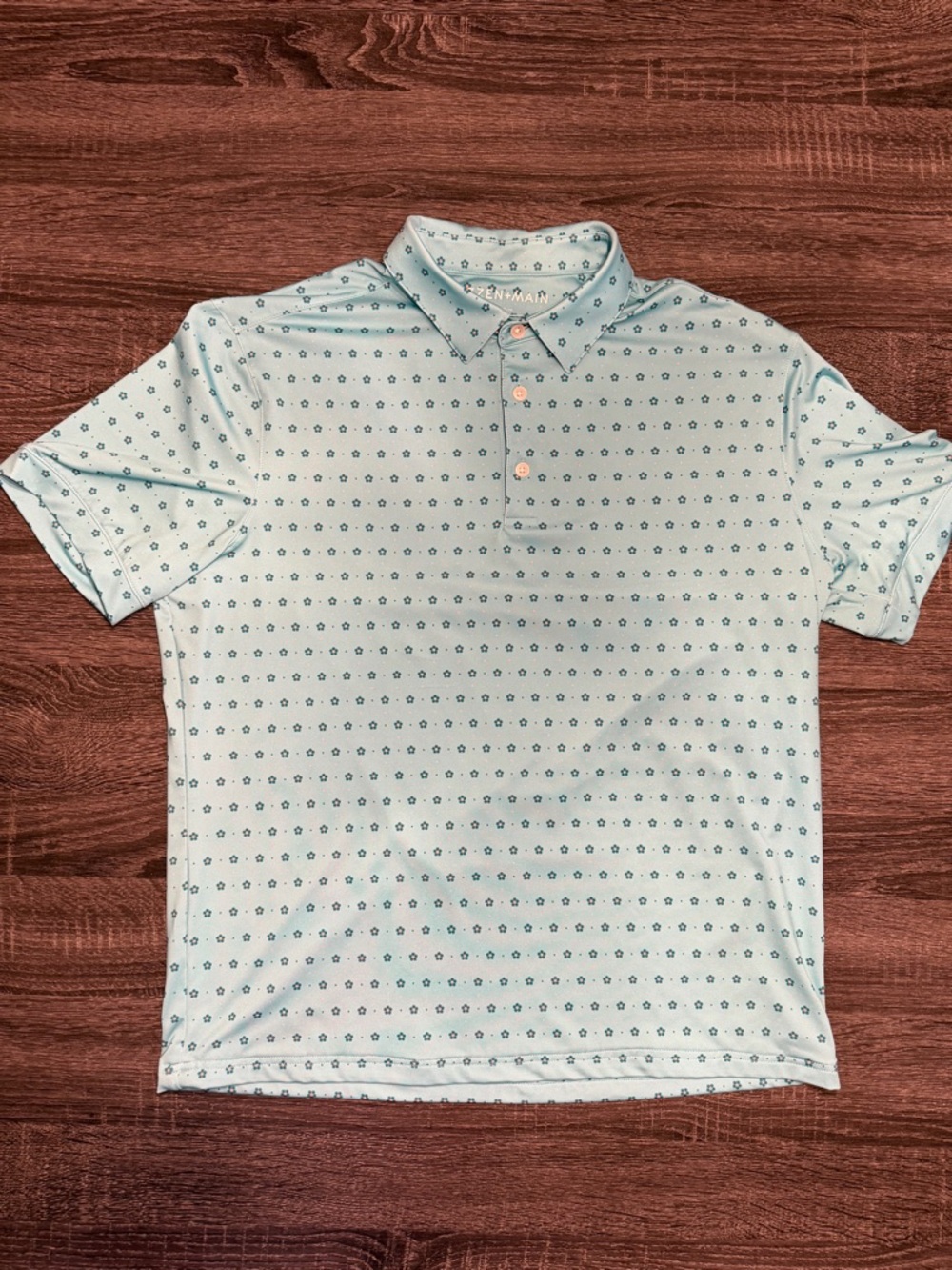 Mizzen+Main Light Blue Polo with Navy Micro Geo Print